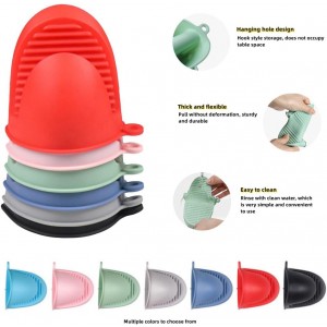 Silicone Oven Mitts Heat Resistant, Silicone Potholders for Kitchen, Air Fryer,Baking, Mini Rubber Oven Glove (Blue)