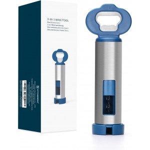 KITCHENDAO 3 in 1 Wing Corkscrew Wine Bottle Opener and 3 in 1 Wine Bottle Opener Corkscrew with Foil Cutter