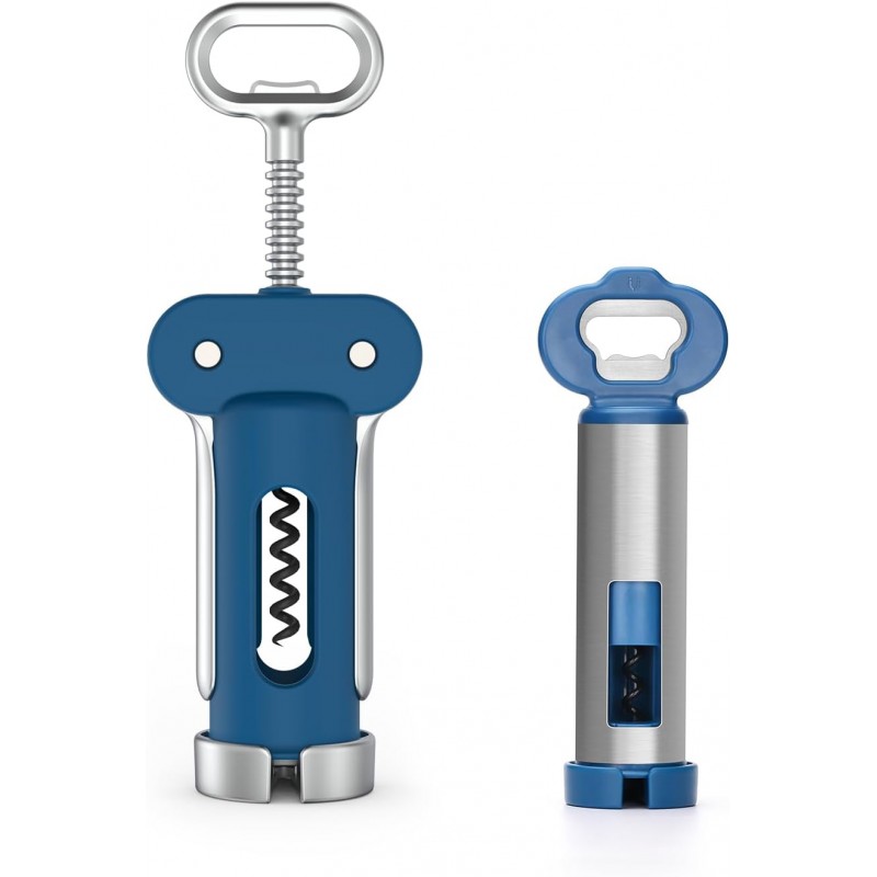 KITCHENDAO 3 in 1 Wing Corkscrew Wine Bottle Opener and 3 in 1 Wine Bottle Opener Corkscrew with Foil Cutter