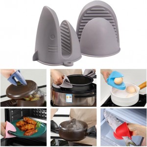 Oven Mitts，Mini Oven Gloves Silicone Heat Resistant Cooking Pinch Mitts Potholder for Air Fryer Kitchen Cooking & Baking (Grey)