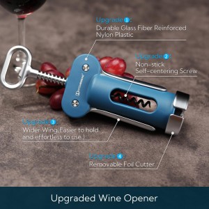 KITCHENDAO 3 in 1 Wing Corkscrew Wine Bottle Opener and Adjustable Wire Cheese Slicer Cutter