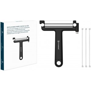 KITCHENDAO 3 in 1 Wing Corkscrew Wine Bottle Opener and Adjustable Wire Cheese Slicer Cutter