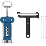 KITCHENDAO 3 in 1 Wing Corkscrew Wine Bottle Opener and Adjustable Wire Cheese Slicer Cutter