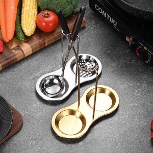 Stainless Steel Spoon Rest, Spatula Ladle Holder, Utensil Spoon Rest Holder, Brushed Finish, Dishwasher Safe (Gold 1PC)