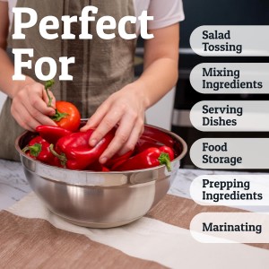 Priority Chef 6Pc Large Mixing Bowls With Lids Set with Non-Slip Bases, Stainless Steel Mixing Bowl Set, 6 Airtight Lids and 3 Graters, Khaki