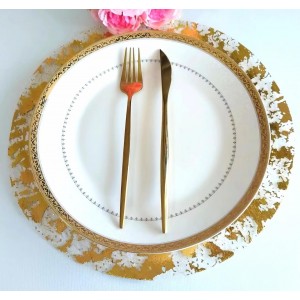 Disposable Gold Placemats Set of 50 Metallic Thin Round 13 Inch Gold Doilies Mesh Pressed Fall Table Placemates 50 Pack Gold Charger Plates for Wedding, Birthday Party