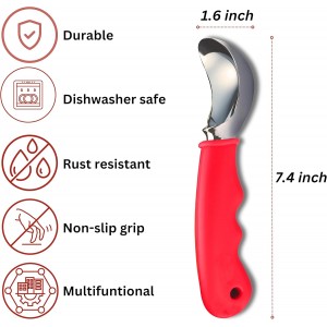 Ice Cream Scoop with Comfortable Soft Grip Handle, Professional Heavy Duty Sturdy Scooper, Premium Metal Kitchen Tool for Cookie Dough, Gelato, Sorbet, Melon (Red)