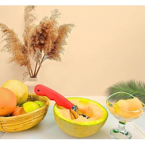 Ice Cream Scoop with Comfortable Soft Grip Handle, Professional Heavy Duty Sturdy Scooper, Premium Metal Kitchen Tool for Cookie Dough, Gelato, Sorbet, Melon (Red)