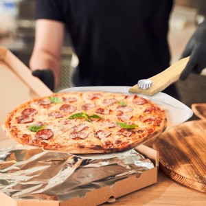 Aluminum Metal Pizza Peel, Pizza Peel 12 inch with Foldable Wood Handle, Pizza Spatula, Pizza Spatula for Oven, with Pizza Cutter, Pizza oven accessories