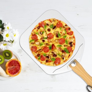 Aluminum Metal Pizza Peel, Pizza Peel 12 inch with Foldable Wood Handle, Pizza Spatula, Pizza Spatula for Oven, with Pizza Cutter, Pizza oven accessories
