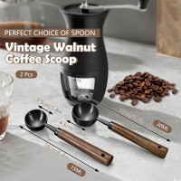 2Pcs Coffee Scoop for Ground Coffee - 1 Tbsp (15ml) & 2 Tbsp (30ml) Tablespoon Scoop, 304 Stainless Steel Coffee Measuring Spoon with Long Walnut Wood Handle, Black