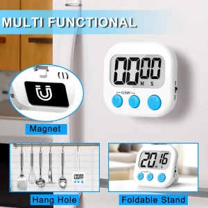 ZILLEEN Kitchen Timer Digital with Magnetic Back for Kids Classroom, White 6 Pack