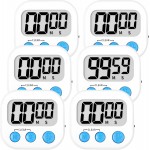 ZILLEEN Kitchen Timer Digital with Magnetic Back for Kids Classroom, White 6 Pack