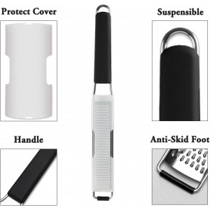 Cambom Lemon & Citrus Zester, Cheese Graters with Stainless Steel Sharp Blade for Parmesan Cheese, Ginger, Garlic, Nutmeg, Chocolate, Vegetables, Fruits, Dishwasher Safe Shredder Fine Blade