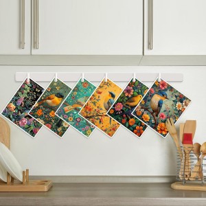 6 Pack Swedish Dishcloths for Kitchen - Reusable Dish Paper Towels Wash Cloths Washable,Absorbent Cellulose Cleaning Sponge Cloth Wipes Quick Dry, Decorative Tea Towels,No Odor Biodegradable(Bird)