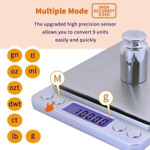 Gram Scale,Capacity 500g Accuracy 0.01g Mini Food Scales Digital Weight Grams and Oz,Small Kitchen High Precision for Espresso,Baking,Jewelry,Soap Making,Silver