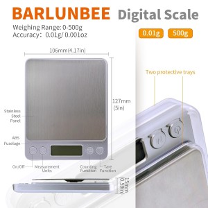 Gram Scale,Capacity 500g Accuracy 0.01g Mini Food Scales Digital Weight Grams and Oz,Small Kitchen High Precision for Espresso,Baking,Jewelry,Soap Making,Silver