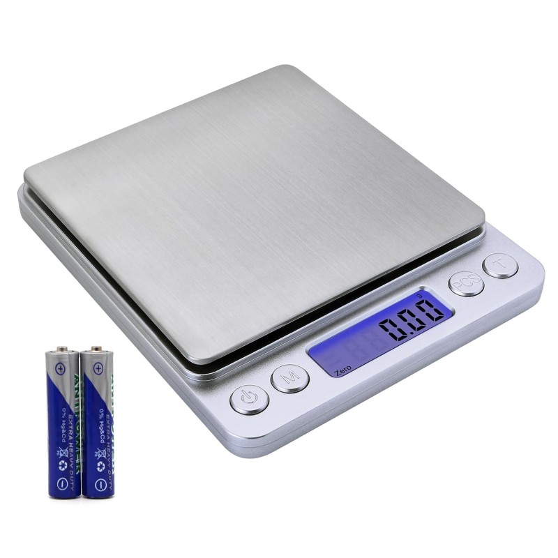 Gram Scale,Capacity 500g Accuracy 0.01g Mini Food Scales Digital Weight Grams and Oz,Small Kitchen High Precision for Espresso,Baking,Jewelry,Soap Making,Silver