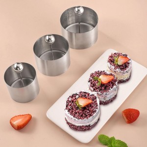 VOSAREA 3PCS Sushi Molds Onigiri Sushi Making Molds Stainless Steel Round Pastry Ring Cake Forming Rings with Pusher Food Presentation Rings Tuna Tartare Mold