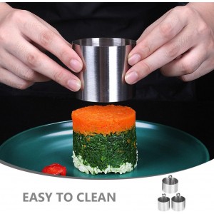 VOSAREA 3PCS Sushi Molds Onigiri Sushi Making Molds Stainless Steel Round Pastry Ring Cake Forming Rings with Pusher Food Presentation Rings Tuna Tartare Mold