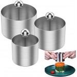 VOSAREA 3PCS Sushi Molds Onigiri Sushi Making Molds Stainless Steel Round Pastry Ring Cake Forming Rings with Pusher Food Presentation Rings Tuna Tartare Mold