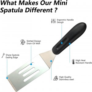 【2 Pack】 Small Metal Spatula Set, Mini Stainless Steel Serving Spatulas for Kitchen Use, Ideal for Flipping Pancake, Brownie, Cookie, Cake, Egg – Professional Cooking & Baking Utensil