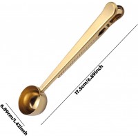 EMVANV Coffee Scoop Clip,Stainless Steel Measuring Scoop With Coffee Bag Clip for Ground Coffee Tea Protein Scoop Tablespoon Measure Spoon(Gold)