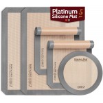 Silicone Baking Mat - Sopito Platinum Silicone - Non-Stick, Food Safe, Reusable Baking Sheet Liner, 5Pcs Set for Half Sheet Size Tray & Quarter Size Tray and 9'' Pizza pan, Grey