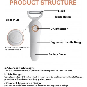2-in-1 Electric Peeler | Auto Blade for Fruits/Vegetables | 2 Interchangeable Blades | 2*AAA | Kitchen, Travel, Camping