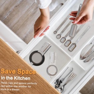 Stainless Steel Measuring Cups & Spoons Set for Cooking and Baking, Nesting Measuring Cups Measuring Spoons for Measuring Dry or Liquid Ingredients, Kitchen Gadgets, 10Pack