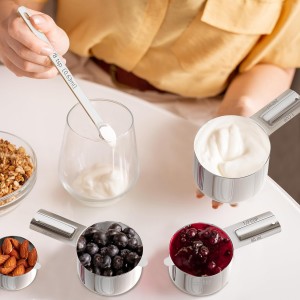 Stainless Steel Measuring Cups & Spoons Set for Cooking and Baking, Nesting Measuring Cups Measuring Spoons for Measuring Dry or Liquid Ingredients, Kitchen Gadgets, 10Pack