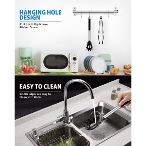 Spaghetti Spoon and Pasta Tong, Non-stick Silicone Spoon Server Fork with teeth and Stainless Steel Handle Spaghetti Tong, Food Clip for Spaghetti Noodle (BLACK)