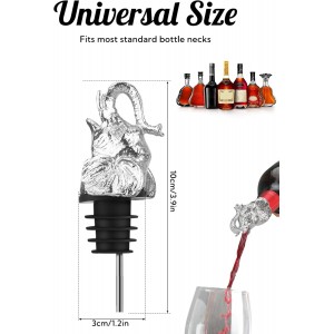 Elephant Wine Bottle Pourer – Animal Liquor Pour Spout, Drip-Free, Universal Fit Stopper with Leak-Proof Silicone, Zinc Alloy Head & Stainless Tube for Wine Whiskey Tequila, Bar & Gift for Wine Lovers