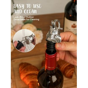 Elephant Wine Bottle Pourer – Animal Liquor Pour Spout, Drip-Free, Universal Fit Stopper with Leak-Proof Silicone, Zinc Alloy Head & Stainless Tube for Wine Whiskey Tequila, Bar & Gift for Wine Lovers