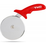 TKC Kitchen Premium Pizza Cutter - Durable Stainless Steel Pizza Cutter Wheel - Easy-to-Clean, Easy-to-Use Pizza Slicer - Super Sharp with Non-Slip Handle - Dishwasher Safe Pizza Wheel (Red)
