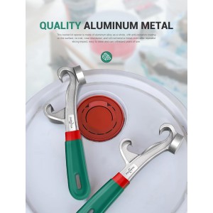 Upgraded Bucket Opener Tool 5 Gallon, 8.5 Inch Aluminum Paint Bucket Lid Opener Wrench with Non-slip Rubber Handle Grip, Metal Can Opener Lid Pail Remover Tool for Home Industrial