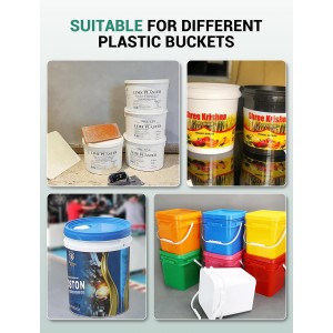 Upgraded Bucket Opener Tool 5 Gallon, 8.5 Inch Aluminum Paint Bucket Lid Opener Wrench with Non-slip Rubber Handle Grip, Metal Can Opener Lid Pail Remover Tool for Home Industrial