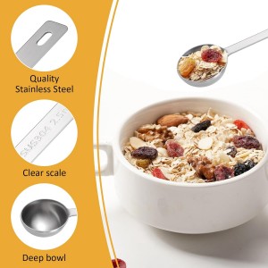 4Pcs Long Handle Measuring Spoons Set, 7 Inches Stainless Steel Measuring spoon Tablespoon Teaspoon Coffee Scoop for Cooking Baking