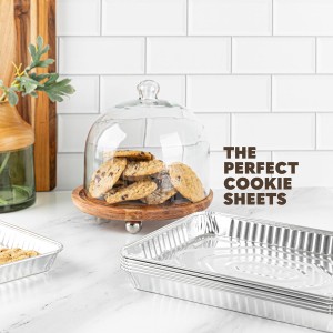 PLASTICPRO Aluminum Pans 5 Pack Disposable Cookie Sheets 9'' x 13'' Baking Pans Premium Quality Heavy Duty Cookie Sheet Pans