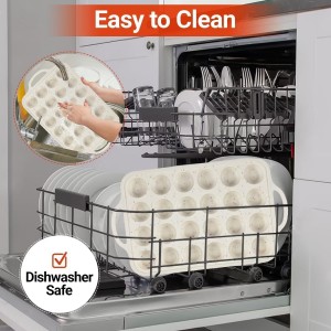 CAKETIME Mini Muffin Pan, Metal Reinforced Frame Mini Cupcake Pans 24 Cups Nonstick Muffin Silicone Molds with Handle for Baking Muffins, Cupcakes, Egg Bites 2 Pack