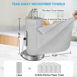 AIDEA Microfiber Cleaning Cloth Roll, Grey 75PK, Reusable Paper Towels Tear Away Cloth, Microfiber Towels for Cars, Wash Cloths, Lint Free Rags for House, Kitchen,Window,Cleaning Supplies 11.5