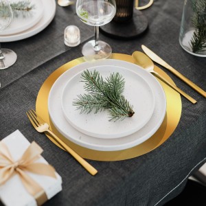 KesaPlan 50PCS Round Gold Placemats, 13