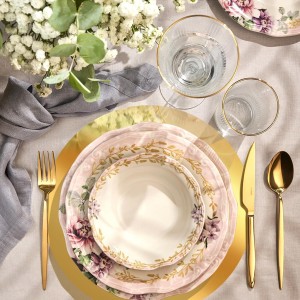 KesaPlan 50PCS Round Gold Placemats, 13