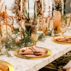 KesaPlan 50PCS Round Gold Placemats, 13