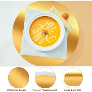 KesaPlan 50PCS Round Gold Placemats, 13