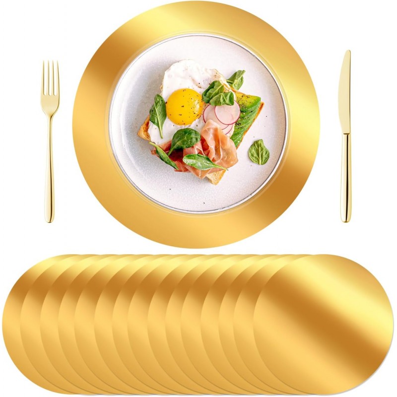 KesaPlan 50PCS Round Gold Placemats, 13
