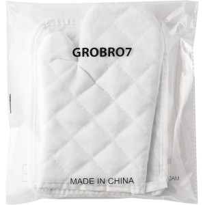GROBRO7 6Pcs Cotton Oven Mitts and Pot Holders Set Heat Resistant Hot Pads Machine Washable BBQ Gloves with Hanging Loop Durable Pocket Pot Holder for Kitchen Baking Grilling Cooking White