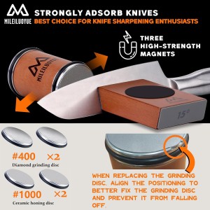 Knife Sharpener Tool Rolling Knife Sharpener Kit, Ceramic Disc Sharpeners Are Used,15°&20° Magnetic Inclination Angles Making Sharpening Easier,for Gift Teachers' Day Thanksgiving, Christmas