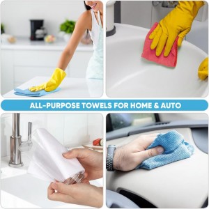 AIDEA Microfiber Cleaning Cloth Roll, Blue Shop Towels 55 Sheets Washable, Microfiber Towels for Cars, Blue Rags Reusable Paper Towel for Automotive, Workshop, House, Kitchen, Cleaning Supplies11×9