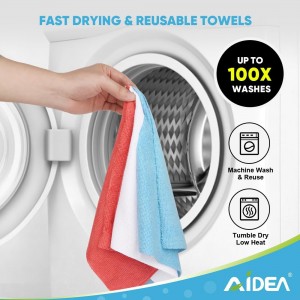 AIDEA Microfiber Cleaning Cloth Roll, Blue Shop Towels 55 Sheets Washable, Microfiber Towels for Cars, Blue Rags Reusable Paper Towel for Automotive, Workshop, House, Kitchen, Cleaning Supplies11×9